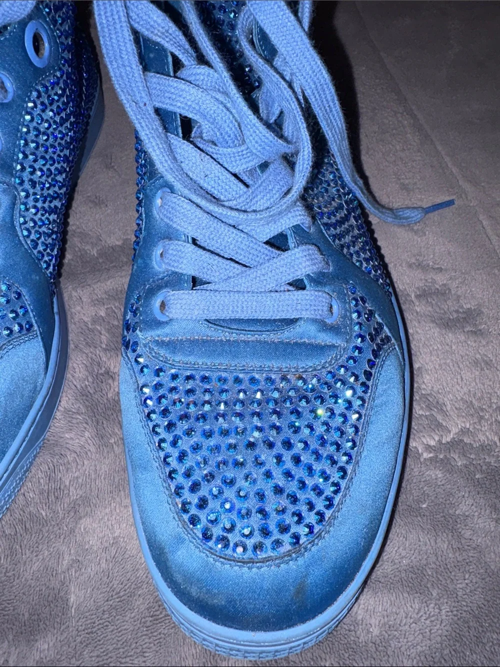 Authentic Gucci Coda Blue Crystal High-Top Sneakers